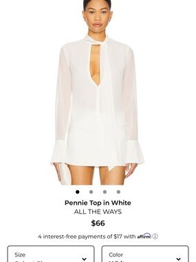 New Revolve All the ways Pennie Top in White - Feminine Tie-Neck Blouse